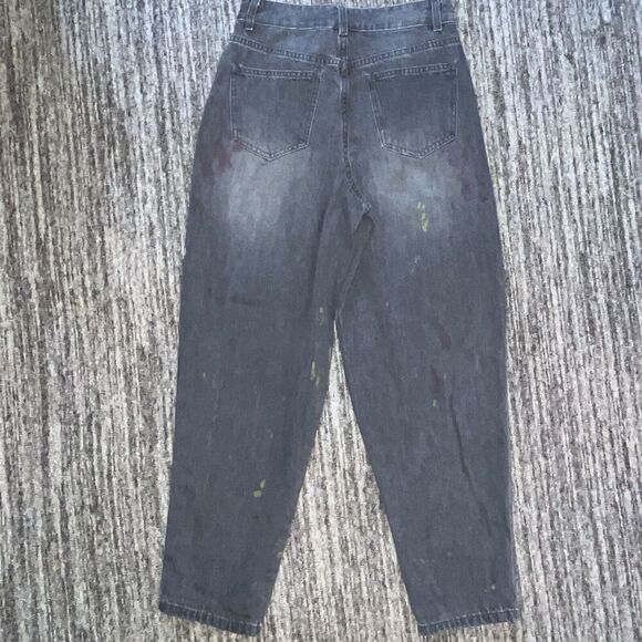 Forever 21 Women’s Barrel Jeans Sz 25 Black‎ Modified Vintage 90s Trending Now - Picture 4 of 7